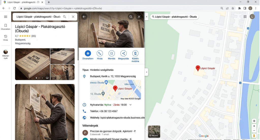 Google cégprofil találat.